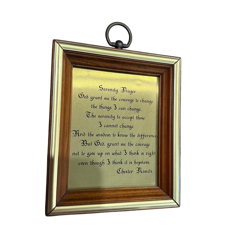 Vintage Serenity Prayer Inspirational Framed Gold Quote Print Chester Nimitz 5x6